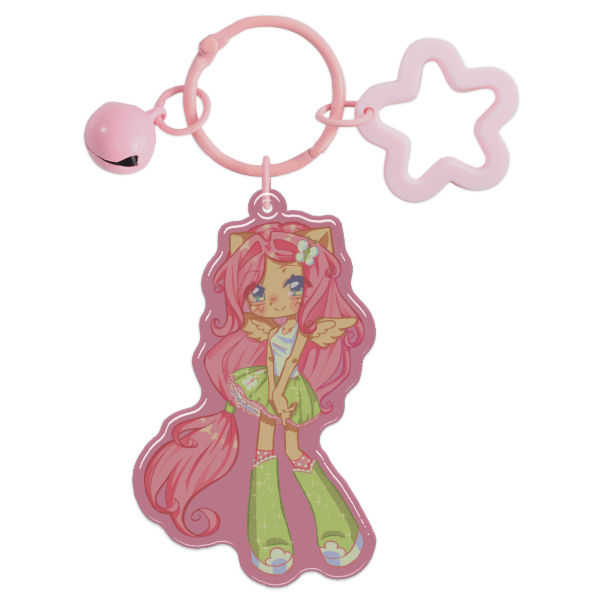 Fluttershy Coloured Epoxy Acrylic Keychain